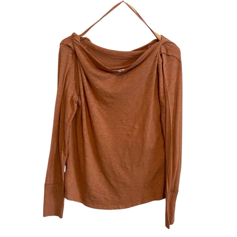 We The Free Elevated Basic Kimmi Long Sleeve Boat Neck Tee in Burnt Sienna - Picture 6 of 8